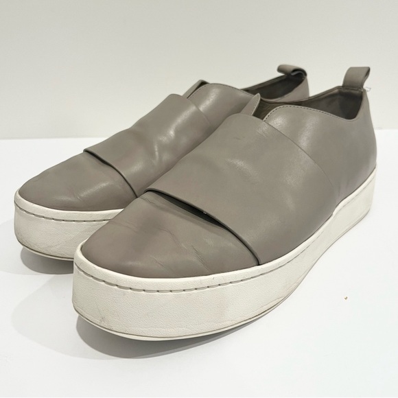 Vince Wallace Platform Slip On Leather Sneakers Shoes Grey Women’s Size 9.5 - Picture 2 of 14